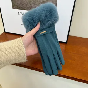Women Winter Thermal Gloves German Velvet Touchscreen Windproof Outdoor Cold Weather Fashion Fleece Gloves