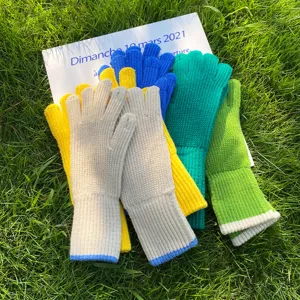 Guantes de invierno mujer calientes punto gruesos color solido largos tactiles set
