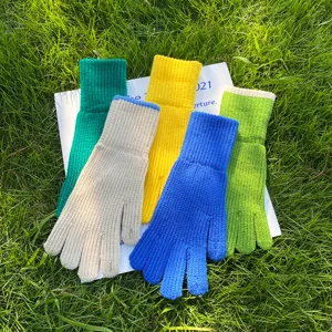 Guantes de invierno para mujer cálidos de punto cinco dedos coloridos gruesos suaves