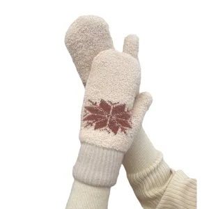 Damen Winter warme Plüsch Fäustlinge dick gefütterte Schneehandschuhe für kaltes Wetter.
