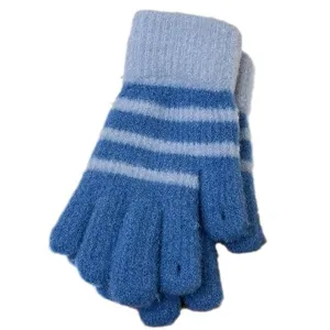 Women winter warm striped knitted gloves thick thermal cold-proof five finger gloves main view