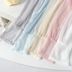 Ice silk lace sun sleeves, lightweight breathable arm covers for summer outdoor driving UV protection.