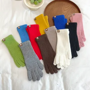 Women's Winter Warm Knitted Gloves Solid Color Thickened Touch Screen Gloves