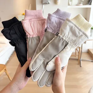 Winter warm ski gloves for couples, windproof thermal five-finger cycling gloves multi-colors.
