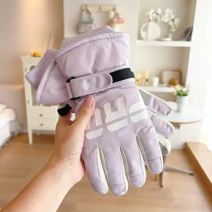 Windproof thermal ski gloves for winter outdoor cycling, fleece lined thick warm pair gloves