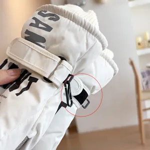 Winter warm ski gloves with windproof fleece lining and adjustable buckle strap detail.