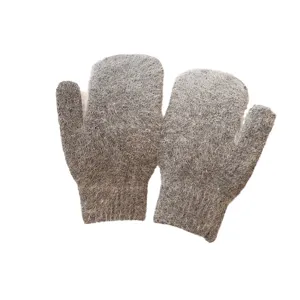 Warm winter fuzzy knit mittens for women, thick plush double layer windproof cold-resistant
