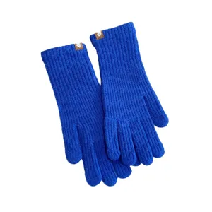 Women solid color ribbed knit warm gloves winter cozy thick touchscreen full finger soft