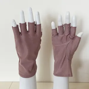 Women half finger sun protection gloves spring summer breathable solid color short style details