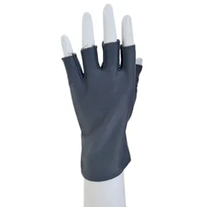 Women's fingerless sun protection gloves, dark grey stretchy spandex short breathable style