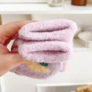 Women winter thick plush knit warm half finger gloves cozy soft fuzzy minimalist daily wear