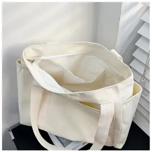 Lässige Canvas Tragetasche große Kapazität Schultertasche Handtasche mit Reißverschluss.