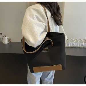 Canvas tote bag women large capacity shoulder bag casual commuting handbag for students
