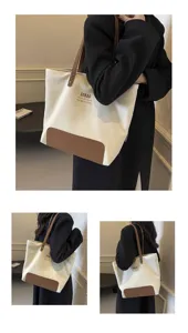 Canvas tote bag for women large capacity casual shoulder bag for daily commuter handbag