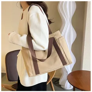 Lässige Canvas Tragetasche für Damen, große Schultertasche Handtasche für Alltag und Arbeit.