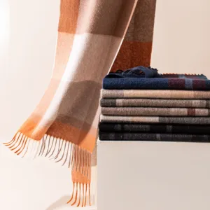 Thick plaid cashmere scarf for women winter fashion warm shawl elegant grid neck warmer gift