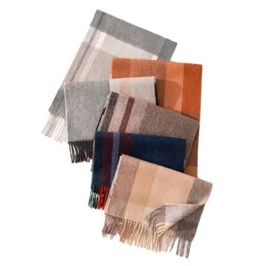Classic plaid cashmere scarf winter warm fringe shawl elegant unisex winter gift style