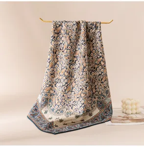 Vintage paisley floral wool square scarf luxury retro elegant decorative shawl for women