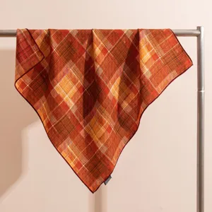 Vintage plaid square scarf for women, elegant retro neckerchief and stylish decorative shawl.