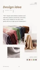 Women winter gradient imitation cashmere scarf warm thick tassel shawl elegant cozy scarf.