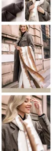 Autumn winter gradient cashmere feel tassel scarf, elegant thick warm shawl for women fashion gift
