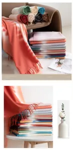 Stylish gradient cashmere-like winter scarf with elegant tassels for warm daily wear.