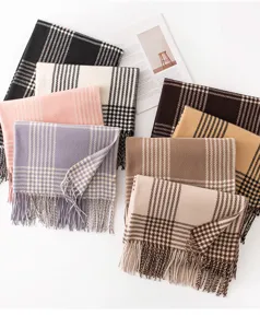 Herfst winter klassieke ruitjes sjaal zacht warm lange franje omslagdoek mode vrouwen