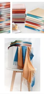 Autumn winter gradient fringe cashmere feel scarf shawl warm fashion accessory