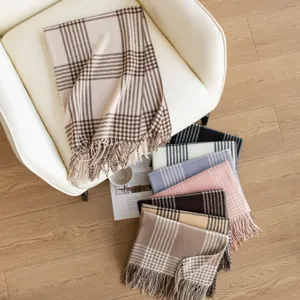 Herfst winter dikke ruit sjaal warme franje omslagdoek elegante dames cadeau zacht