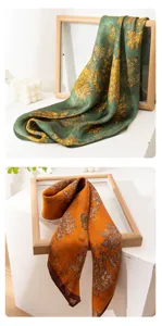 Detailed view of vintage Chinese style printed silk scarf gracefully draped on wooden frame.