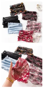 Women silk knitted mesh scarf multiuse face cover neck protector stylish floral printed wraps
