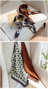 Double-sided paisley print square scarf for women, elegant fashion neckerchief for commuting.