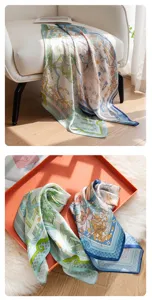 Luxury mulberry silk scarf for women autumn elegant floral design fashion neckerchief gift
