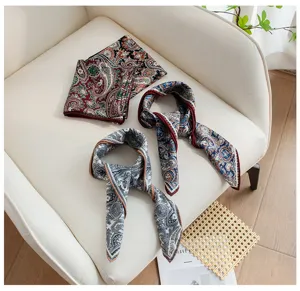 2025 Autumn women's decorative paisley scarf, elegant neck wrap and sun protection square.