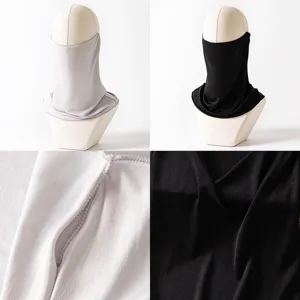 Women Summer Thin Silk Sun Protection Face Mask Scarf Breathable Ear Hanging Neck Gaiter Solid Color Fashion Accessories