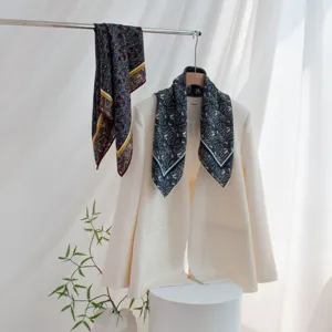 Silk wool square scarf women autumn new commuting fashion double-sided printed neckerchief shawl