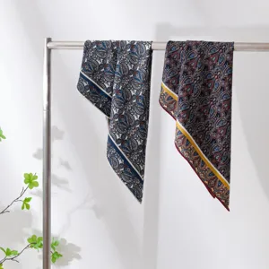 Autumn new silk wool scarf women fashion versatile commute square scarf double-side