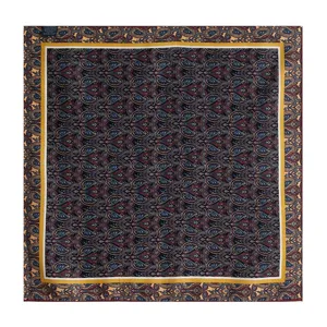 Fall new silk wool square scarf for women, elegant paisley print classic design main view.