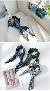 Foulard carré en soie laine pour femme, élégant tour de cou imprimé accessoire polyvalent.