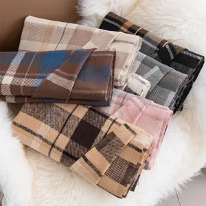 Autumn Winter Women Warm Tassels Plaid Scarf Fashion Commuting Casual Long Soft Shawl Wrap Scarf Gift