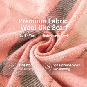 Women autumn winter soft imitation cashmere plaid scarf elegant warm casual cozy wrap
