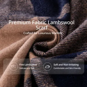 Soft warm imitation cashmere plaid scarf for women, elegant winter fashion neckerchief.