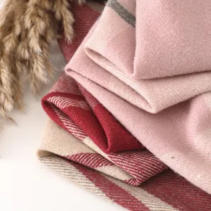 Cozy winter plaid cashmere feel scarf, elegant fashion fringed neck wrap for women.