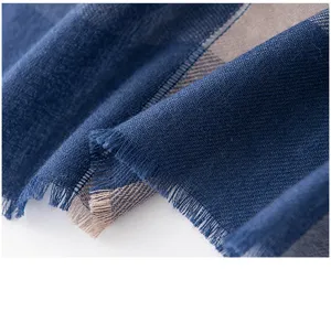 Women autumn winter wool cashmere plaid scarf soft warm long fringed elegant shawl