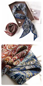 Foulard en soie à motif cachemire pour femme, écharpe élégante et luxueuse pour le bureau.