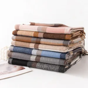 Autunno Inverno Calda Sciarpa a Quadri Donna Uomo Moda Nappa Lungo Scialle Morbido Casual Versatile Coperta in Poliestere
