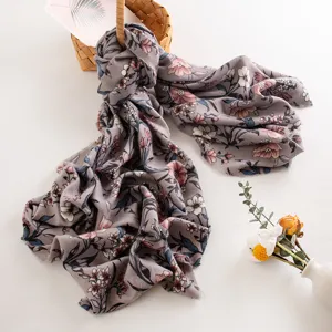 Femme vintage camélia imprimé floral imitation cachemire écharpe élégant cou plus chaud