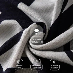 Silk wool triangular scarf luxury warm neckerchief fashion minimalist striped winter shawl