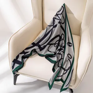 Luxury silk-wool triangular scarf, elegant versatile fashion neckerchief for men and women