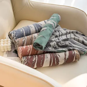 Autumn winter Korean style marble stripe thick warm imitation cashmere scarf for women wholesale
